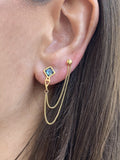 עגיל לגו מעוין כפול | Gold Double Rhombus Lego Earring