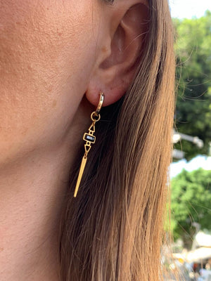 עגיל שורט מלבן לגו | Short Lego Rectangle Hoop Earring