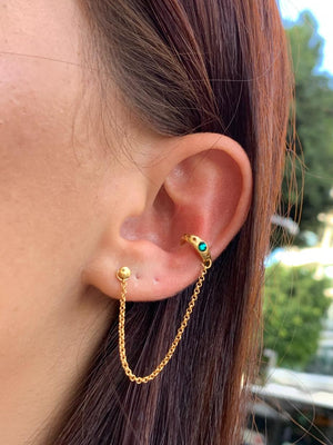 עגיל צ'ארם כפול | Gold Double Rhombus Lego Earring (Copy)