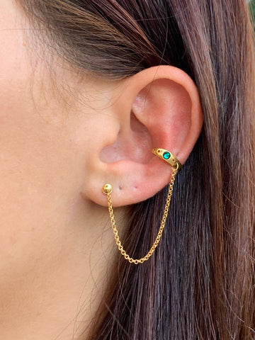 עגיל צ'ארם כפול | Gold Double Rhombus Lego Earring (Copy)