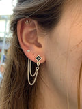 עגיל לגו מעוין כפול | Gold Double Rhombus Lego Earring