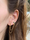 עגיל לגו מעוין כפול | Gold Double Rhombus Lego Earring