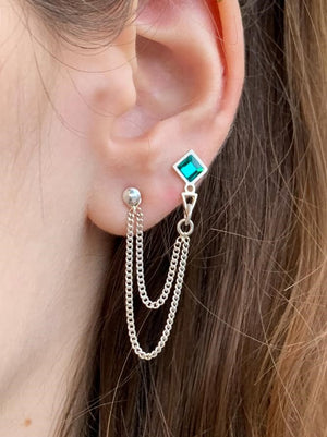 עגיל לגו מעוין כפול | Gold Double Rhombus Lego Earring