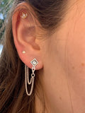 עגיל לגו מעוין כפול | Gold Double Rhombus Lego Earring