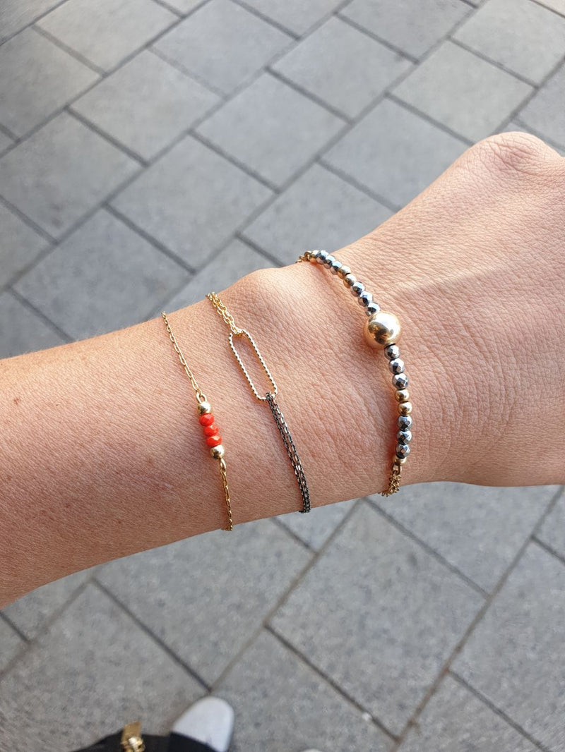 צמיד אובל  | Black & White Oval Bracelet